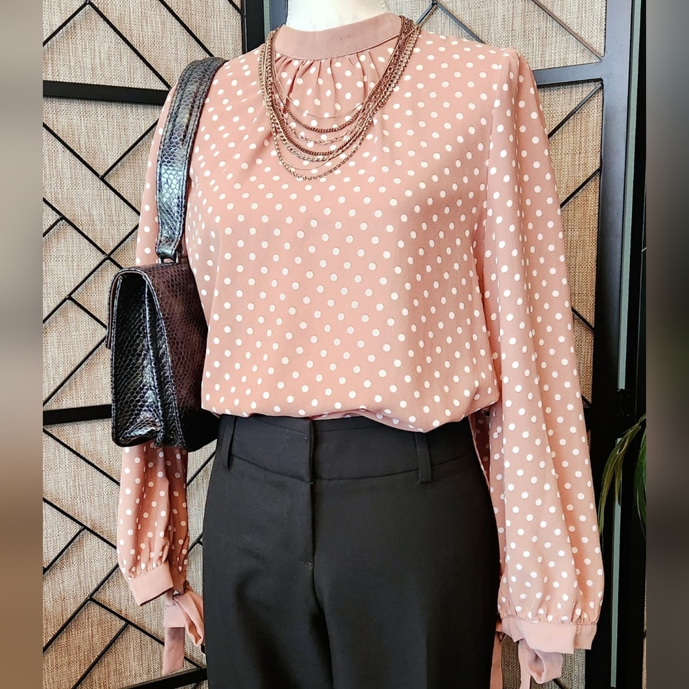 Sweet Rain Pink Polka Dot Blouse